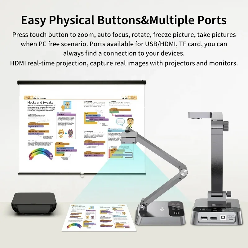 Document Camera Visualizer - Nuovo Proiettore Educativo Portatile A3 HD